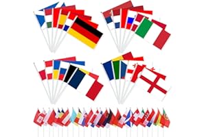 AhfuLife 24 Länder Euro Flagge Klein, 24 Länder Doppelseitige Stoff EM Eurovision 2025 Deko Handgehaltene Flaggen, Europa Fähnchen für 2025 Damen Fußball EM WM Olympia Haus Bar Party Deko