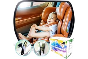‎KINSEI Baby Autospiegel - Rückspiegel Baby Auto Rücksitz Spiegel - Kinderbeobachtungsspiegel breit konvex und bruchsicher - 2 Wege der Verbindung für Rück- und Vorwärtsgerichtet
