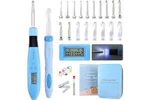 INMAKER LED Crochet Hook Set with Counter, 18-in-1 Luminous Crochet Hook, Ergonomic, Gifts for Knitting Lovers