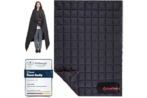 KingCamp Couverture de Camping légère en Duvet Chaude et Douillette, Boutons à Pression, étanche, pour Les Voyages, l'avion, Le Pique-Nique