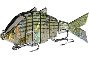 BASSDASH Bone Swimbait Multi Jointed Hard Fishing Lure for Bass Trout Bluegill Pike with Angled Cut Segments 3.7in/0.66oz