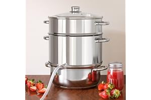NEW ENGLAND STORIES Juice Steamer Extractor, 11 Qt 304 Stainless Steel, Canning Steamer Kit for Fruit/Vegetable Juice, Jelly