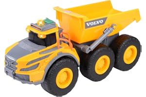 Dickie Toys 203723007 - Volvo Dumper - Dumper från Dickie Toys i Volvomodell med Frihjul, Ljus och Ljud, 23 cm, Från 3 år