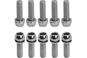 Daelesr 10 Pcs Bicycle Stem Bolts, M6 x 20mm Bike Stem Fixed Screws with Washers, 4 Colors Bike Disc Brake Caliper Bolts, Handlebar Stem Screws for Road Mountain Bike (Silver)