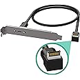 LINKUP - USB3.2 Gen2 2x2 20Gbps USB-C Type Internal Panel Cable Mount Motherboard Header Extension Adapter┃20-Pin A-Key Male with Cover to USB-C Female Connector with PCI Bracket - Right Angle - 100cm