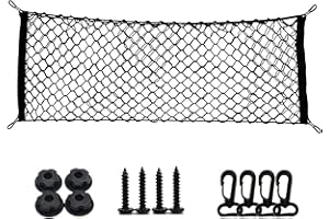 SMTFCTY Kofferraum Netz Auto Gepäcknetz 110 x 40cm Kofferraum Netz Organizer für Auto SUV, Elastisch Nylon Kofferraumnetz Schutznetz mit 4 Haken,