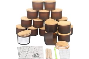 MILIVIXAY 20 Pack 4 OZ Frosted Amber Glass Candle Jars with Lids and Candle Making Kits - Bulk Wide Mouth Small Empty Candle Jars for Making Candles - Spice, Powder Containers.