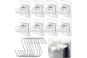 LONNEY Gardinenstangenhalter 8+8 STK, gardinenstange ohne bohren kleben halterung stangenhalterung ohne bohren curtain rod no drill Vorhang Stange Halterung Badezimmer Feste Stangenhalterung