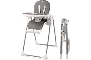 Sweety Fox Ultra Kompaktowe Składane Krzesełko dla Dziecka - Składane i Regulowane Krzesełko dla Dziecka - Wyjmowana Półka i Przypinana Tacka - Składane Krzesełko dla Dziecka (Ciemnoszary)