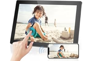 BRIHIEVY - Cornice portafoto digitale Wi-Fi da 10 pollici, Smart elettronica, con touch screen IPS, display Full HD e grande memoria, rotazione automatica, foto e video ovunque tramite app