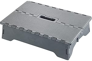 Maximex Składany stopień, bardzo stabilny stopień z antypoślizgową powierzchnią do 250 kg, składany stopień bezpieczeństwa z antypoślizgowymi nóżkami do użytku wewnątrz i na zewnątrz