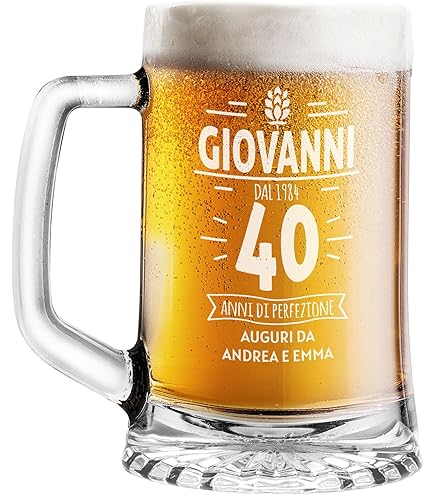 Calice Da Birra Weiss Per 18° Compleanno Con Incisione "Auguri Di Cuore" - Bicchiere In Vetro 0,5L Regalo Originale Per Ragazzo E Ragazza - 2