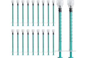 JIBENGAO 20 Stück 1ml Spritzen, Einzeln Verpackt, PlastikSpritze Ohne Nadel, Luer Lock Spritze für Wissenschaftlich Labore, Tierfütterung, Measuring Liquids und Feine Dosierungen, Messspritze
