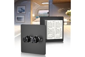 Lustaled 12 V dimmer-brytare, DC 12 V/24 V dubbel dimmer-ljusbrytare, 2 växlar 120 W 5 A PWM svart dimmerbrytare, tryck på/av