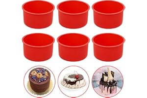 Xinzistar 6 Pcs Silicone Cake Mould for Baking, 4 Inch Non-Stick Round Cake Pan Cake Tins Bakeware Baking Molds Tins for Mousse Muffin Pudding Cupcake Bread (Red)