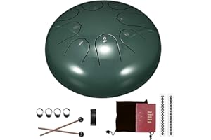DEECOZY Tambours à fente, tambour de langue en acier, clé 6 pouces 8 tons D, tambour à main avec baguettes, sac, couvre-doigt, instrument à percussion pour concert déducation musicale, Green
