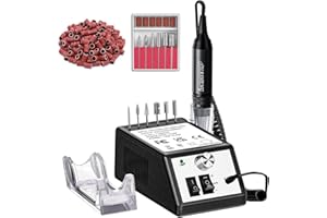 JIASHENG Nail Drill, Electric Nail Files Professional,30000rpm Efile Nail Drill Set for Acrylic Gel Nails Kit, Portable Manicure Pedicure Kit with Sanding Bands and Nail Drill Bits Salon and Home Use(Black)