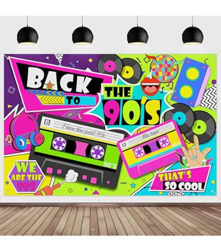 Accessoire Annee 80 Toile De Fond Disco Années 80 - 180x90cm - Décoration Fête Toile De Fond Photo