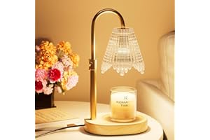 muyeziwo Candle Warmer Lamp with Timer Dimmable - Height Adjustable Candle Warmer for Jar Candles - Birthday Gifts for Women Mom - House Warming Gifts New Home Decor (Wood Base Clear Shade)