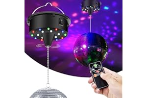 ZEILABANG KAKADI Discokugel Spiegelkugel,Rotierende Discokugel,Motorlichter mit Fernbedienung,Disco Licht Party Lichter,Professional Spiegelkugel Set,4 Bunten Lichtern und 18 LED-Perlen für Disco-Lichteffekte(B)