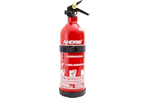 Orig. ANDRIS® Marken-Auto-Feuerlöscher 1kg ABC Pulverlöscher mit KFZ/Boot Halterung DIN EN3, ÖNORM inkl. ANDRIS® Prüfnachweis mit Jahresmarke & Orig. ANDRIS® & ISO Symbolschild