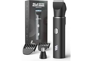 CLEANWISE Body Hair Trimmer Men, Ball Trimmer Men, Electric Groin & Pubic Hair Trimmer, Body Groomer Men, Replaceable Ceramic Blade Heads Pubic Hair Trimmer for Men Razor,2-IN-1 Ball Shaver Grooming Kit for Men