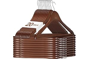HOUSE DAY Klädhängare Trä Valnöt 20 Stycken - Stabil, Vridbar Jackhängare, Bred 44,5 Cm Av Naturträ