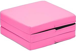 Maxus Sports Cube Small Z Bed for Kids Sleepover Portable Chair for Sitting Comfy and Light Weight Fold Out Bed Sofa for Living Room with Waterproof Removable Cover (Pink)