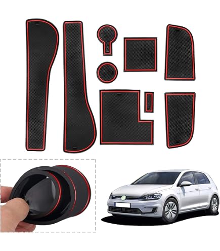 Tapis Tous Temps Volkswagen GTI - Noir/Rouge, Avant/arrière, Conducteur à Gauche, Fixation 2 Points