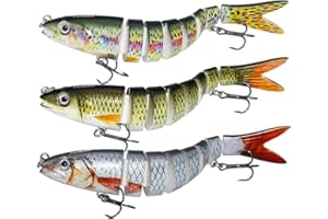 Forehakms Leurres de pêche, appâts artificiels à articulations Multiples Topwater Life-Like réalistes Swimbait Attraits durs avec Crochets Mustad