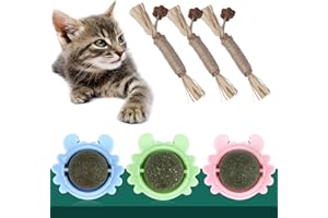CONTAILKY 6 Pezzi Palline di Erba Gatta Giocattoli per Gatti, Bastoncini di Catnip, Catnip Ball Bastoncini masticabili al per la cura dentale dei gatti e contro il cattivo alito
