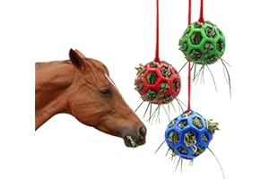 YINGBIAO 𝟑 𝐏𝐀𝐂𝐊 Horse Treat Ball Hay Feeder Holder Hanging Slow Feeding Toy with 150cm Rope Horse Ball Feeder Bag Stable Field Box Rest Toys for Goat Sheep Horse Paddock Rest Relieve Stress