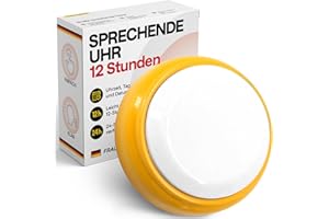 ‎TOP LIFE Sprechende Uhr 12-Stundenformat - Leichter zu verstehen - Sprachuhr für Ältere, Sehbehinderte, Blinde, Alzheimerpatienten - Wecker hoher Sichtbarkeit, Deutsche Stimme
