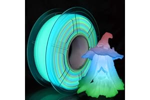 ISANMATE Filament PLA 1.75, Glow in the Dark Multicolore Matériaux d'impression 3D en Filament, Précision Dimensionnelle +/- 0,03 mm, 1KG Bobine