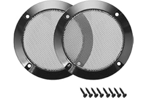 sourcing map 2 Piezas 3" Altavoz Rejilla Malla Decorativa Círculo Woofer Guardia Protector Cubierta Audio Accesorios Negro