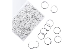 AKONEGE 50Pcs Binder Rings 25mm/1 Inch Small Metal Book Rings, Binding Rings for Index Cards Flash Cards, Keyrings Paper Ring Binder Clips for School, Office, Home
