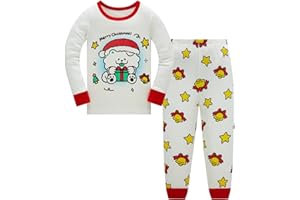LANGUBABY Pigiama Natale Ragazzo Ragazza Lungo Cotone Pyjama Sets Pigiami Due Pezzi Unisex Bambini 1-12 Anni