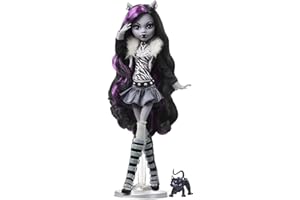 Monster High, Drama de película, Clawdeen Wolf, en Blanco y Negro, para coleccionista, pósteres del tamaño de la muñeca y a tamaño Real, temática de película de Terror, Juguetes y Regalos, HKN28