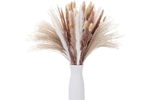 Xialvyu 67 Stück Pampasgras Deko 43 cm,Trockenblumenstrauß Boho Deko Set mit Kleinem Pampas,Strohblumen&Hasenschwanzgras für Vase,Hochzeit,Wohnzimmer Tischdeko