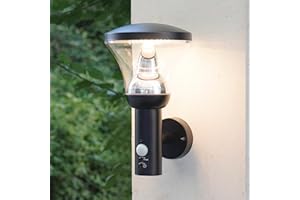 NBHANYUAN Lighting Outside Light Outdoor LED Wall Light with Motion Sensor PIR Black SUS 304 Stainless Steel Wall Lights Weatherproof 3000K Warm White for Patio, 1000LM IP44(with Sensor)