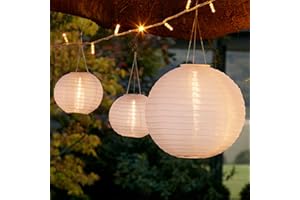 Lot de 3 Lampions Chinois Solaires Blancs à LED Blanc Chaud Lights4fun