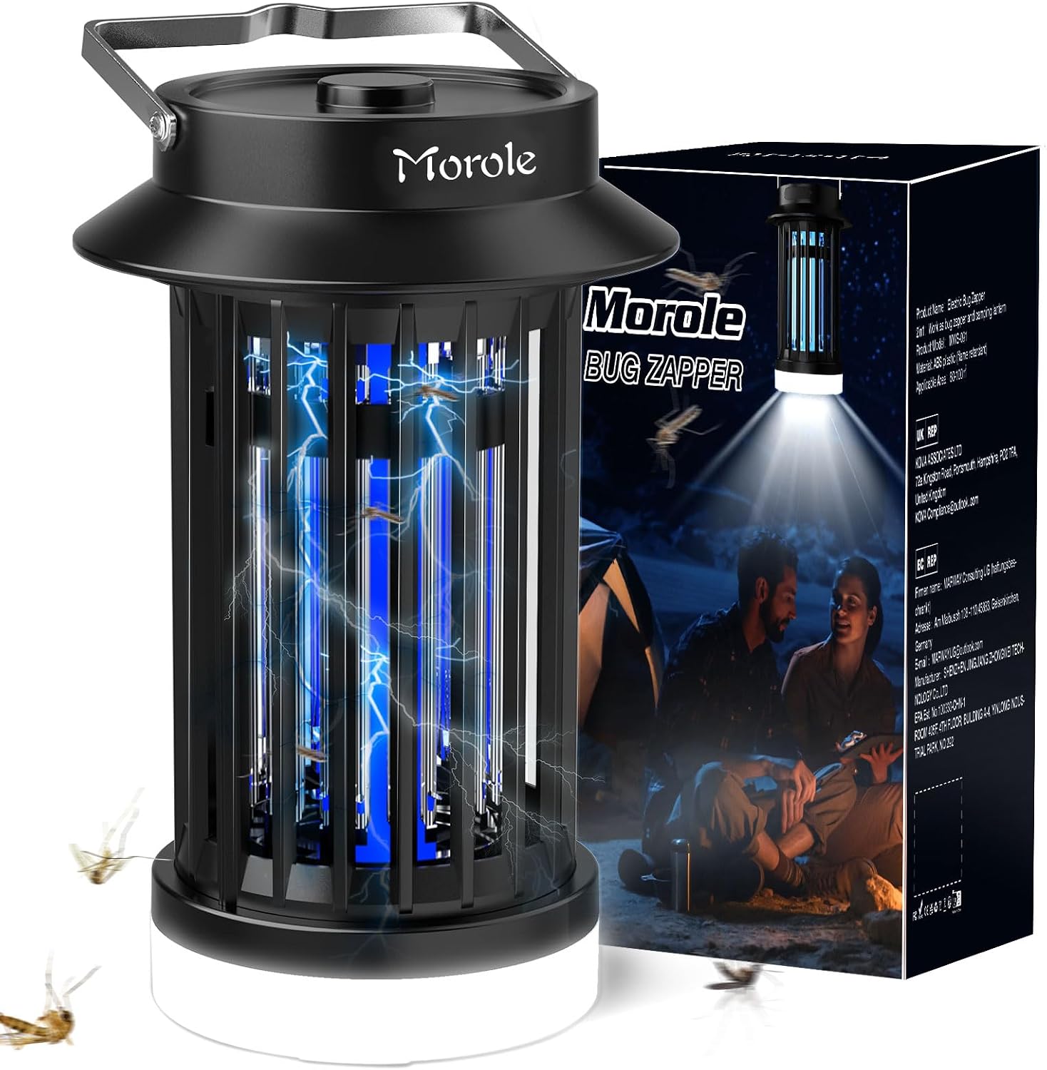 Morole Mata Mosca Eléctrica USB, Lámpara Antimosquitos UV de Corriente Continua LED Portátil, Ideal para Uso en Interiores y Exteriores