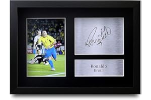HWC Trading Ronaldo A4 Incorniciato Firmato Regalo Visualizzazione Delle Foto Print Immagine Autografo Stampato Per Brazil Tifosi Di Calcio