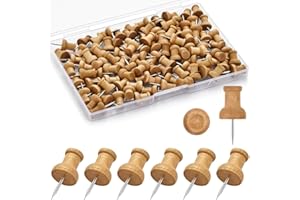 UCLEVER 120 Piezas Chinchetas de Madera con Puntas de Acero, Pines de Madera para Tablero de Anuncios de Corcho, Mapa, Fotos, Oficina, Hogar, Colegio