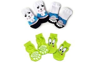 Tcdwla 8Piezas Patucos Perro,Calcetines para Perros,Calcetines Perros Heridas Calcetines para Gatos Las Patas Dejan de Lamer,Calcetines para Mascotas para Uso en Invierno,para Pequeños Medianos (Am)