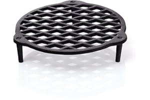 ‎BBQ NERD BBQ-Nerd© Stapelrost aus Gusseisen Ø 22cm für 4,2L Topf | Einsatz zum Dampfgaren im Dutch Oven - Grillrost Feuerrost Untersetzer