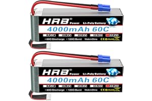HRB POWER HRB 2pcs 6S 22.2V 4000mAh 60C Lipo Battery with EC5 Plug for RC Quadcopter Helicopter Car Truck Boat Hobby