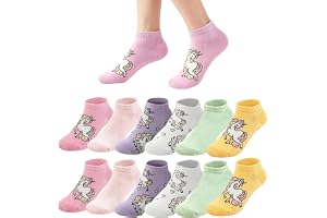 GOVIA Barnstrumpor flicka sneakerstrumpor enhörning sportstrumpor ankelstrumpor sommar strumpor kort bomull 12-pack 2952