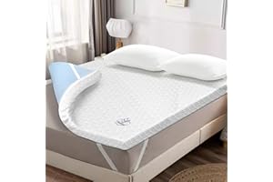 VividHues Mattress Topper Single Bed - Dual-layer Memory Foam Mattress Toppers with Breathable Microfibre Cover & Elasticated Corner Straps for Back Pain Relief (90x190cm, 5cm)