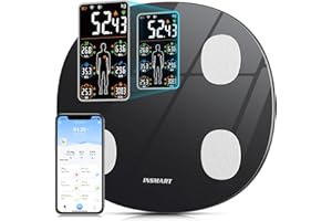 Pèse-personne numérique Insmart, 8 données affichées sur l'écran, balance professionnelle maigre et grasse avec 17 indices corporels, mesure du poids, de l'IMC, de la fréquence cardiaque, etc, 180KG